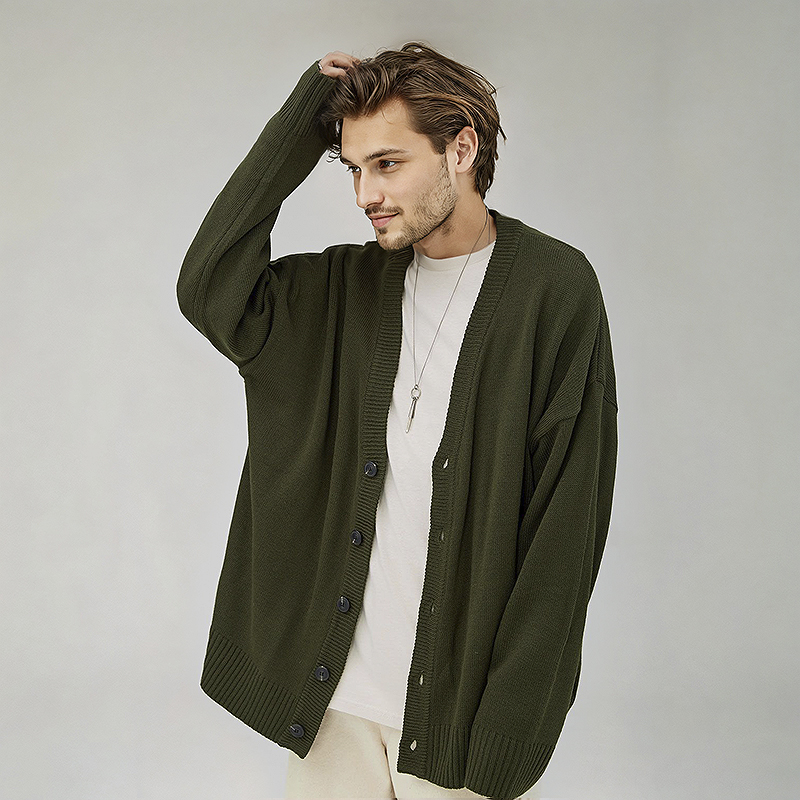 Herren-Cardigan, Strickjacke, V-Ausschnitt-Cardigan, locker geschnittener Cardigan